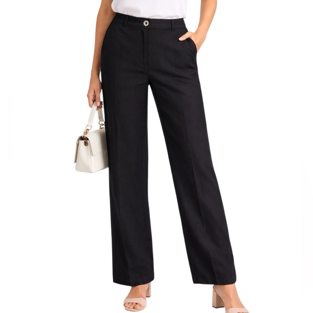Sao Paulo Black & White Stitched 100% Linen Pants